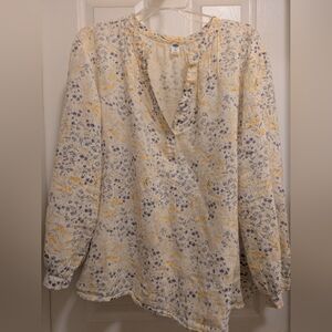 Old Navy Floral Blouse in Yellow and Blue